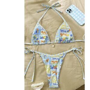WDIRARA Women's 2 Piece Boho Triangle Bikini Set XXS